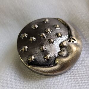 Ginger Snap Silver Toned Star Moon /W Face 20mm Snap/Button EUC